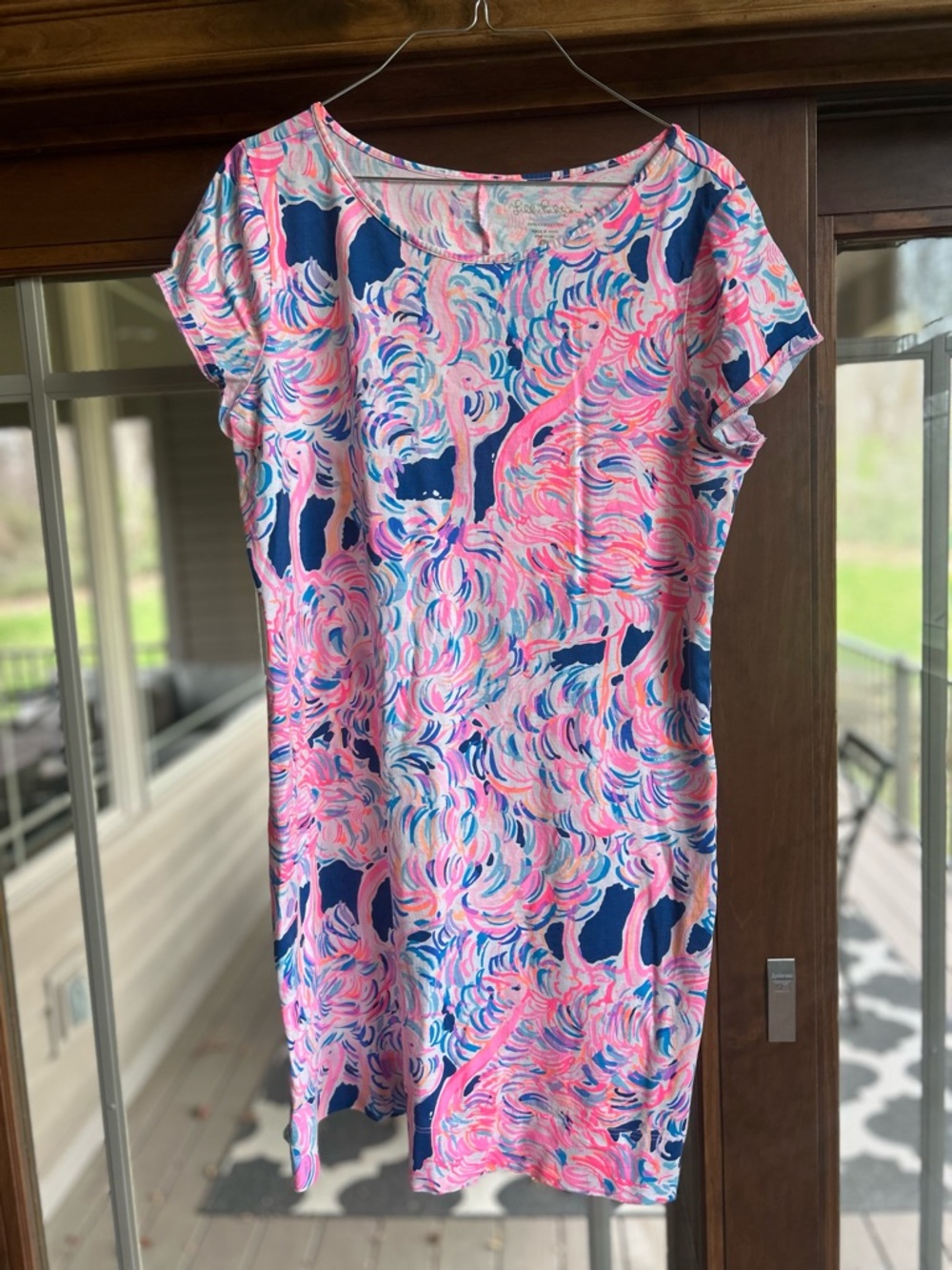 Lilly Pulitzer Short Sleeve Marlowe Dress Pelican Pink Head In Sand Sz L